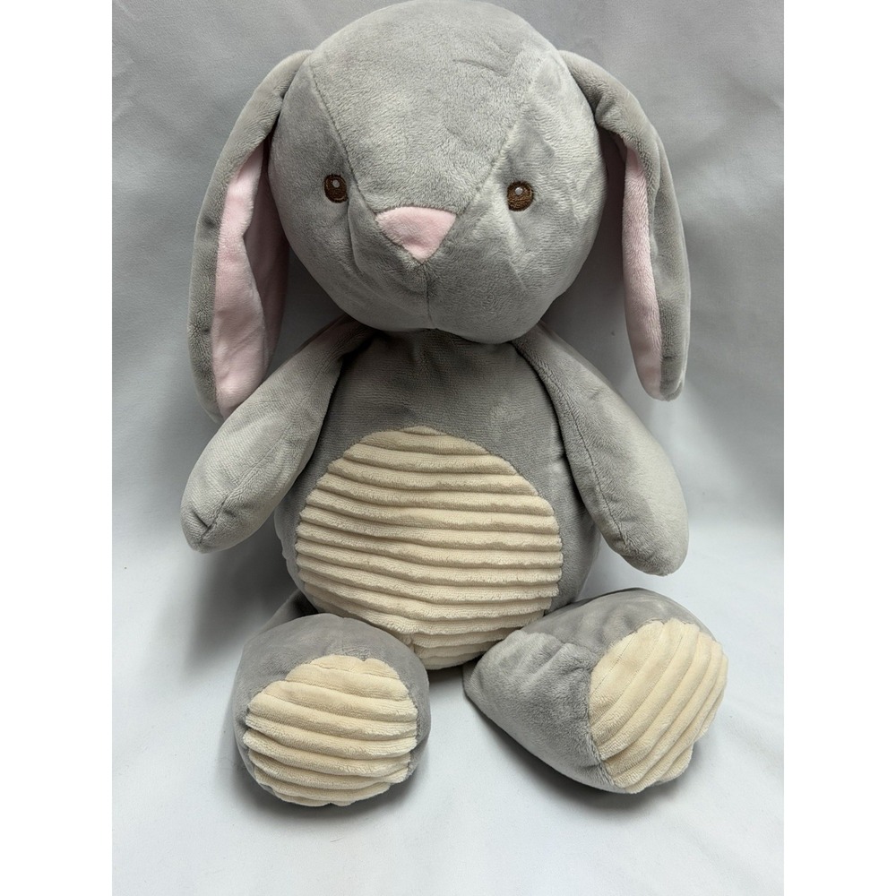 Kelly Toys Plush Bunny Gray Rattle Baby Toy Soft 18 in Easter Spring Stuffie